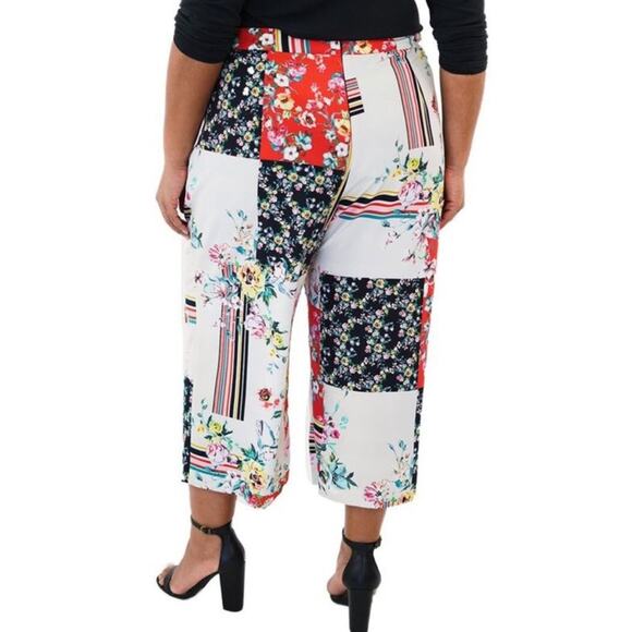 Maree Pour Toi floral patchwork print cropped pants Size 20 - Picture 3 of 13